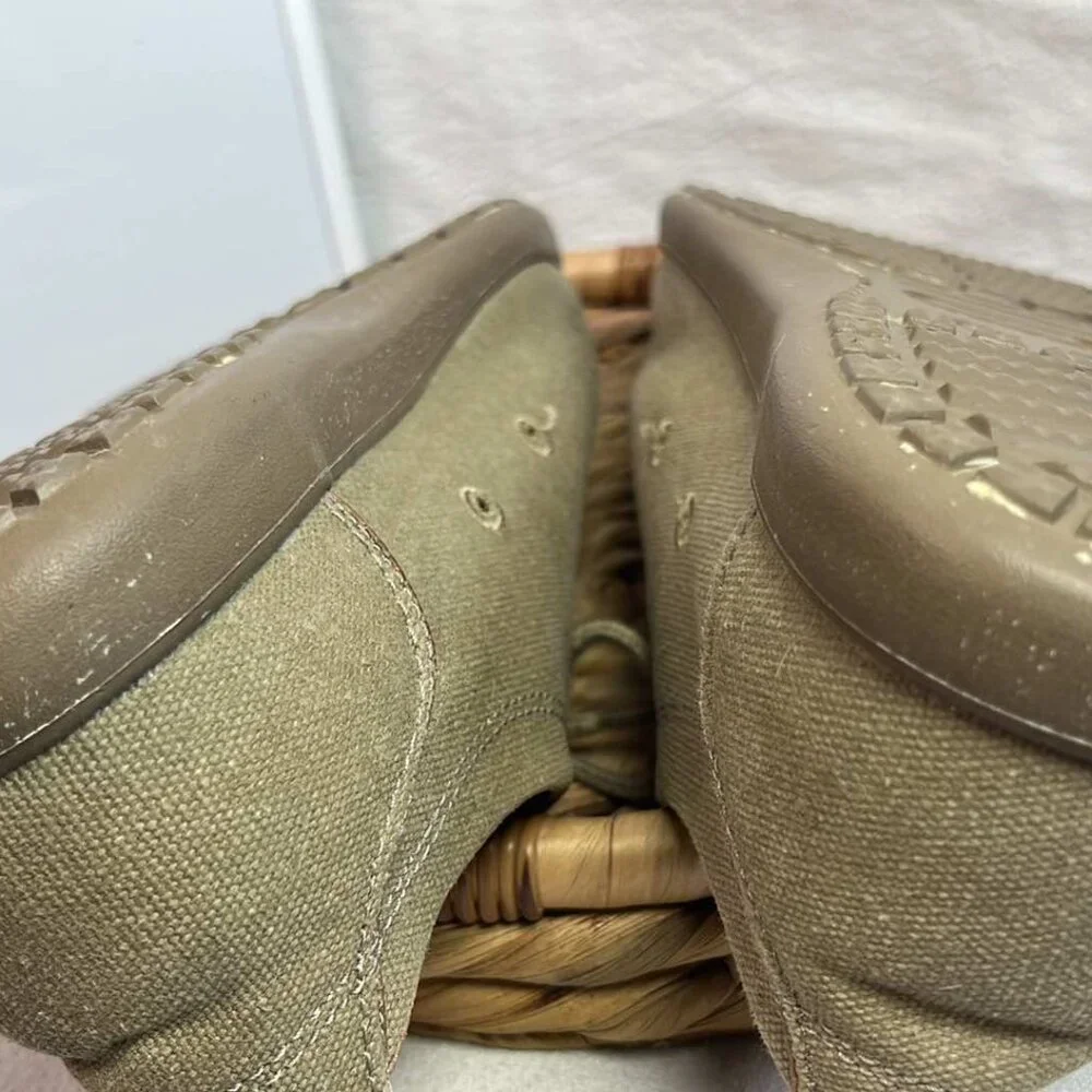 Crocs Men's Khaki‎ Canvas Lace Up Oxfords SZ 9M Office Casual Hipster Comfort